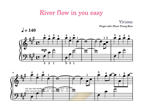 Sheet Piano – RIVER FLOWS IN YOU – Yiruma