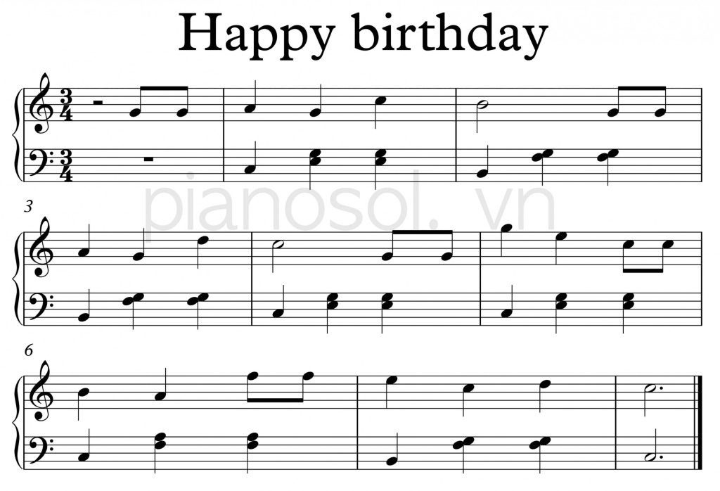 Sheet piano Happy birthday