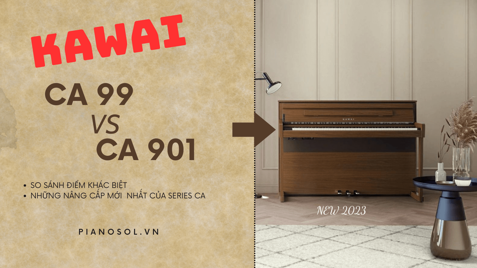 So sánh piano Kawai CA99 và Kawai CA901