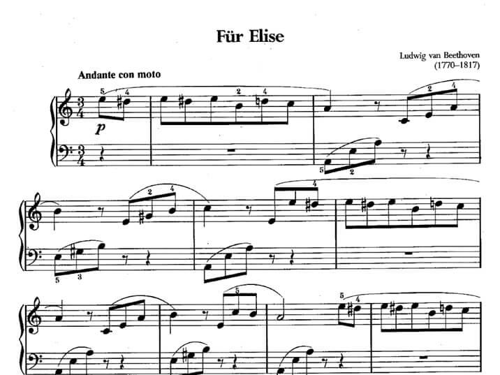 Sheet Piano FUR ELISE - BEETHOVEN | bản đơn giản dễ tập