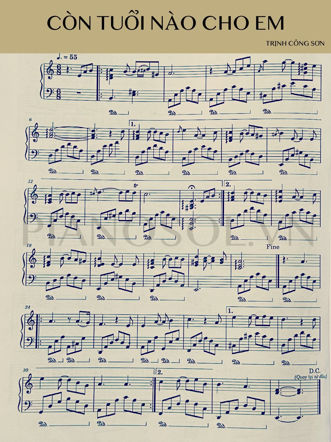Sheet Piano Còn Tuổi Nào Cho Em - Trịnh Công Sơn