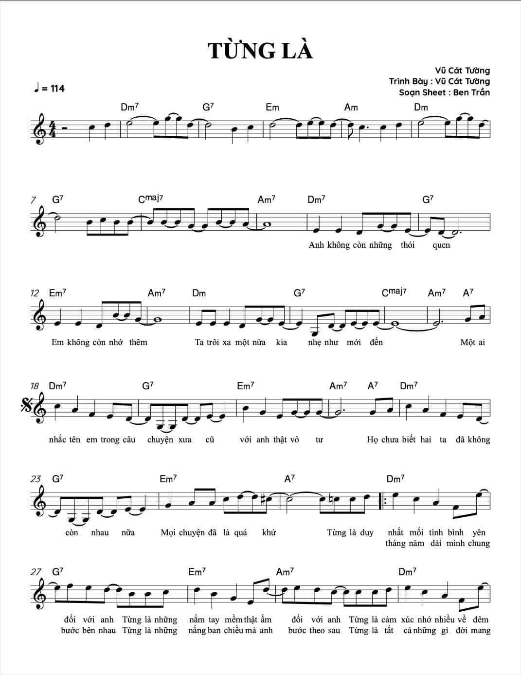Sheet piano Từng Là - 1