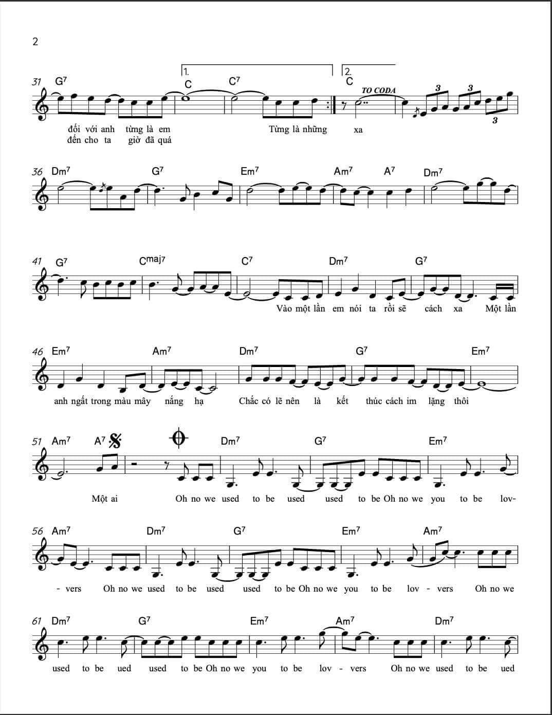 Sheet piano Từng Là - 2