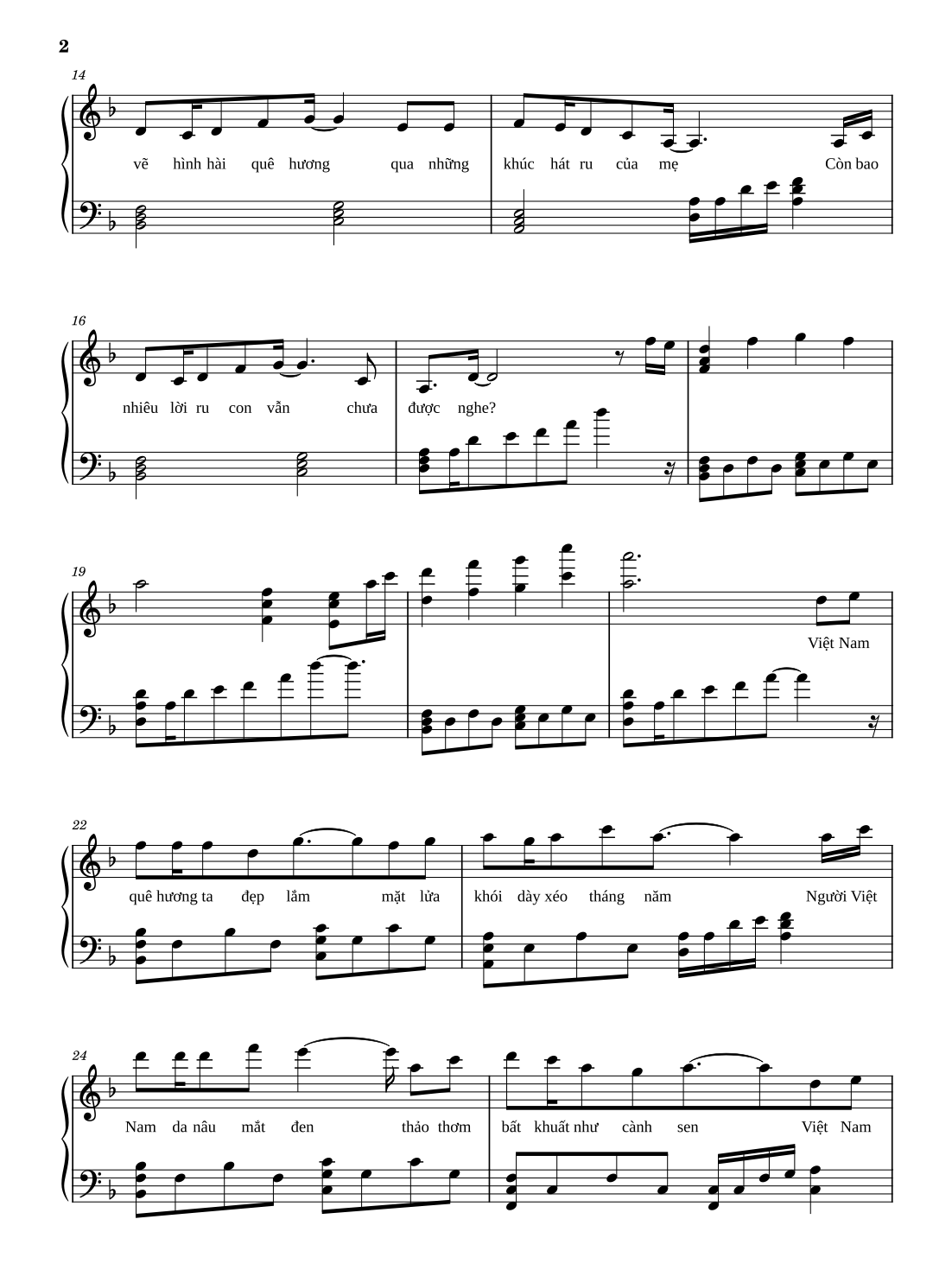 Sheet Piano Một Vòng Việt Nam - 2
