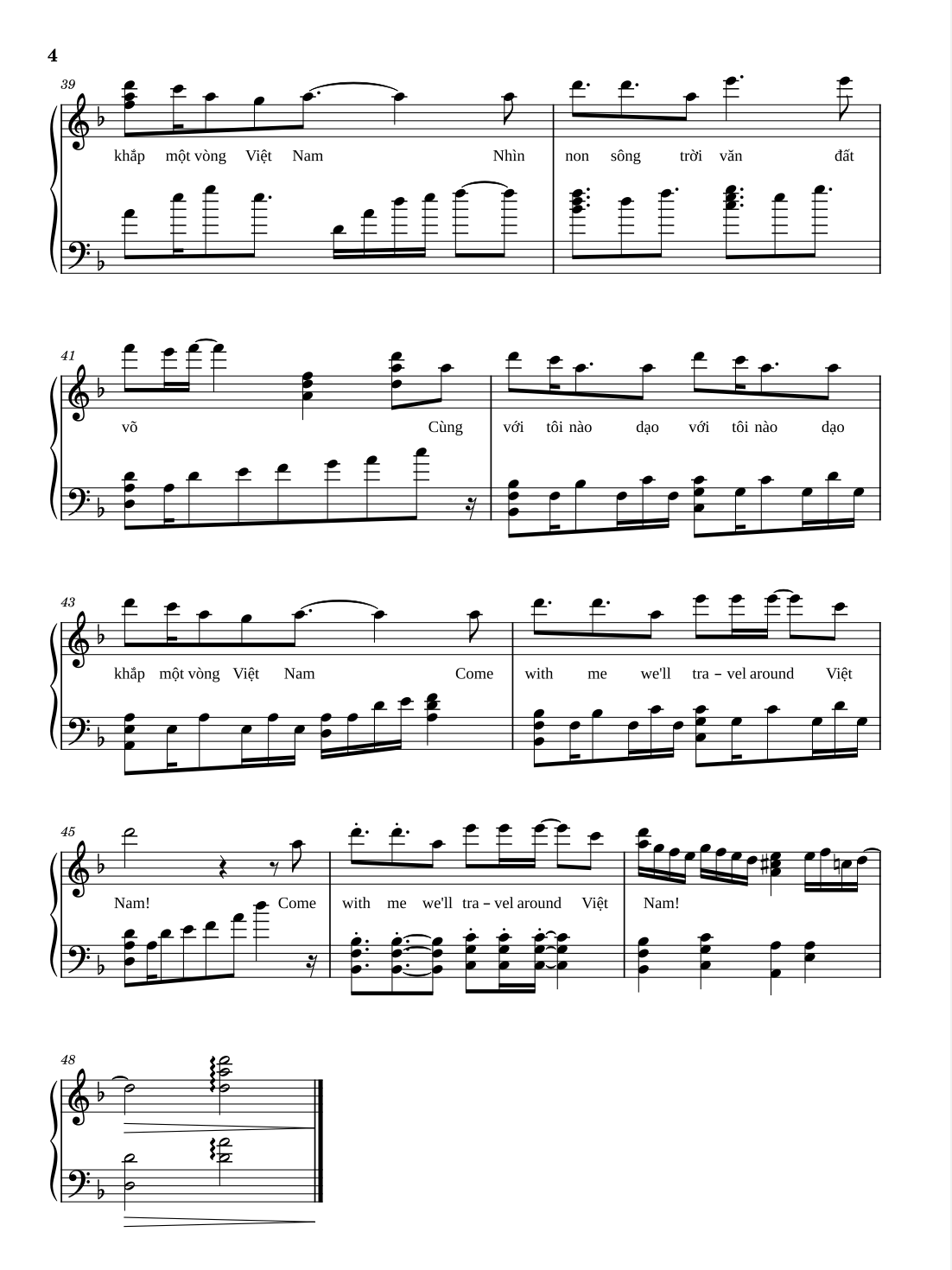 Sheet Piano Một Vòng Việt Nam - 4