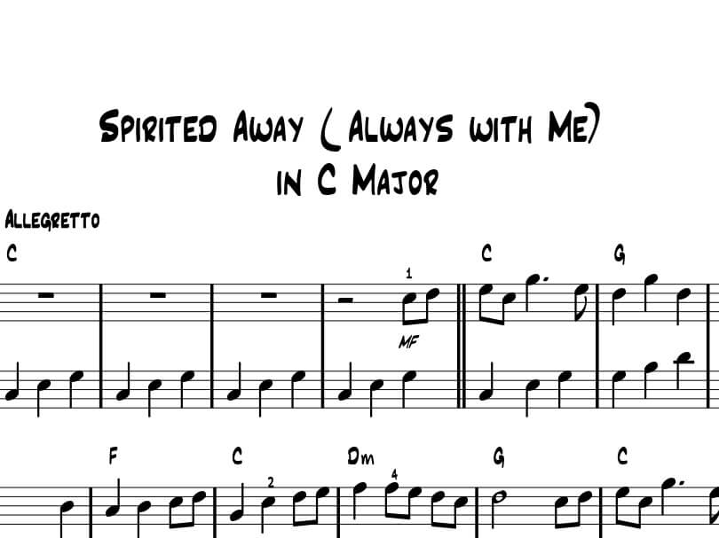SHEET PIANO ALWAYS WITH ME – SPIRITED AWAY