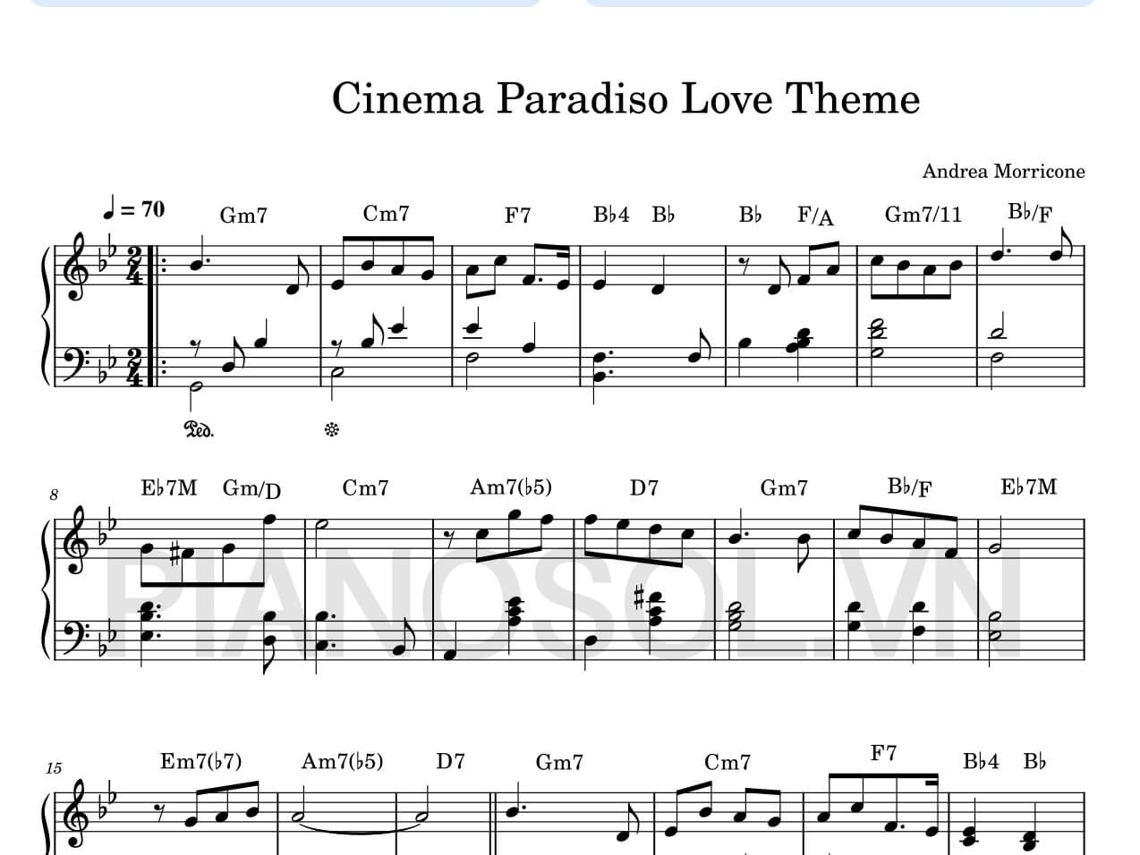 SHEET PIANO LOVE THEME – CINEMA PARADISO