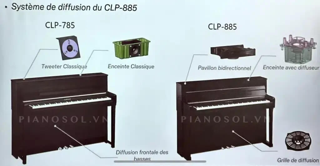 Loa của Yamaha CLP885 so với Yamaha CLP785