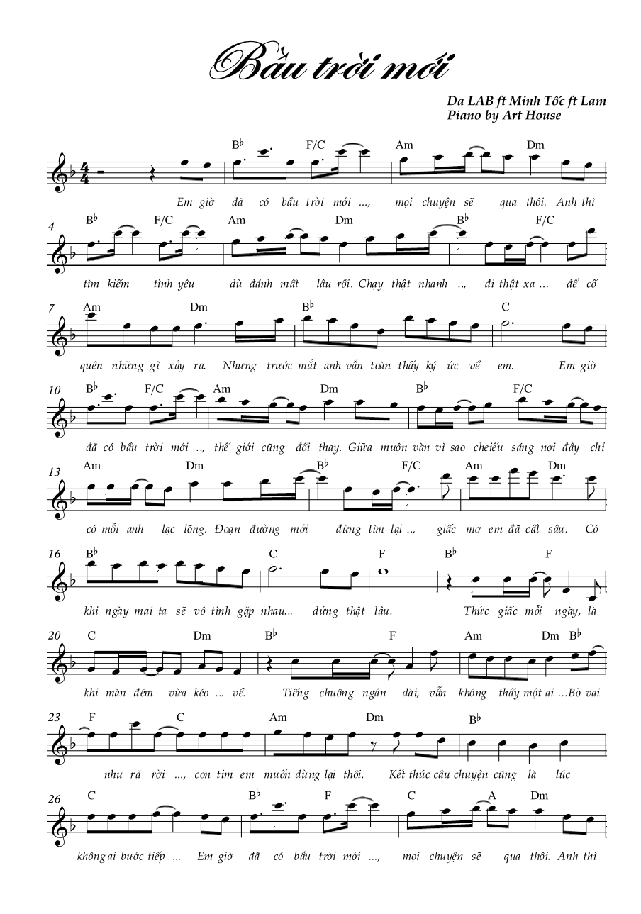 Sheet piano Bầu trời mới - 1