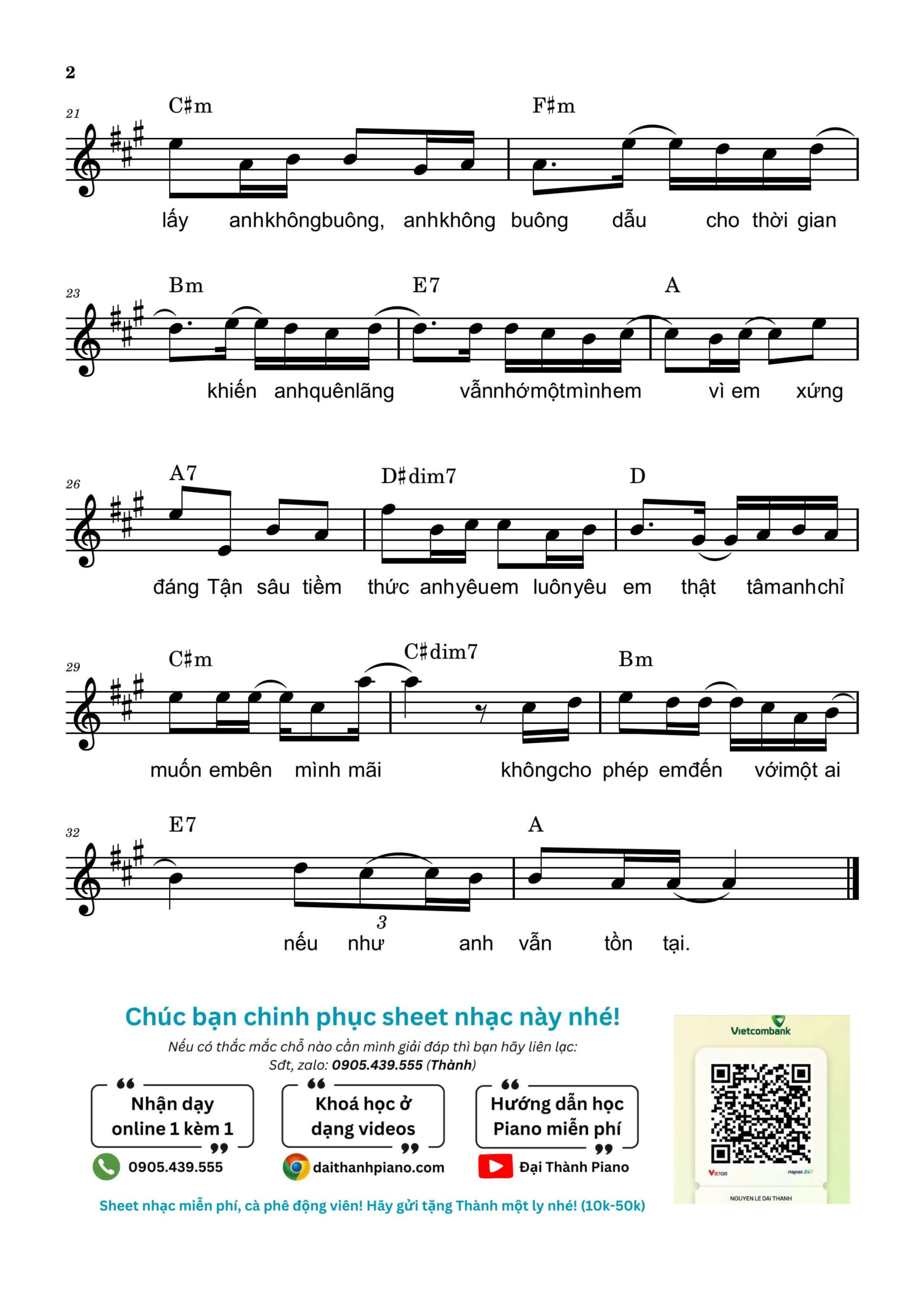 Sheet piano Dù Cho Tận Thế (Vẫn Yêu Em) 2