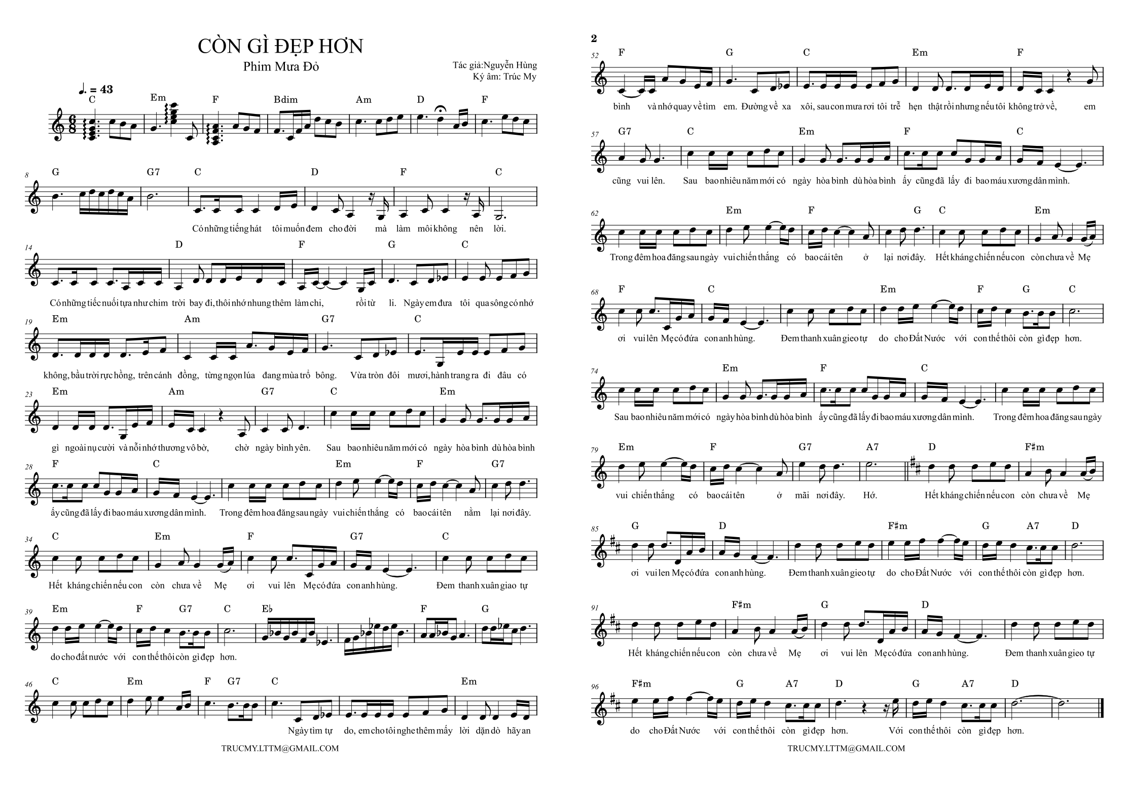Sheet piano Còn Gì Đẹp Hơn