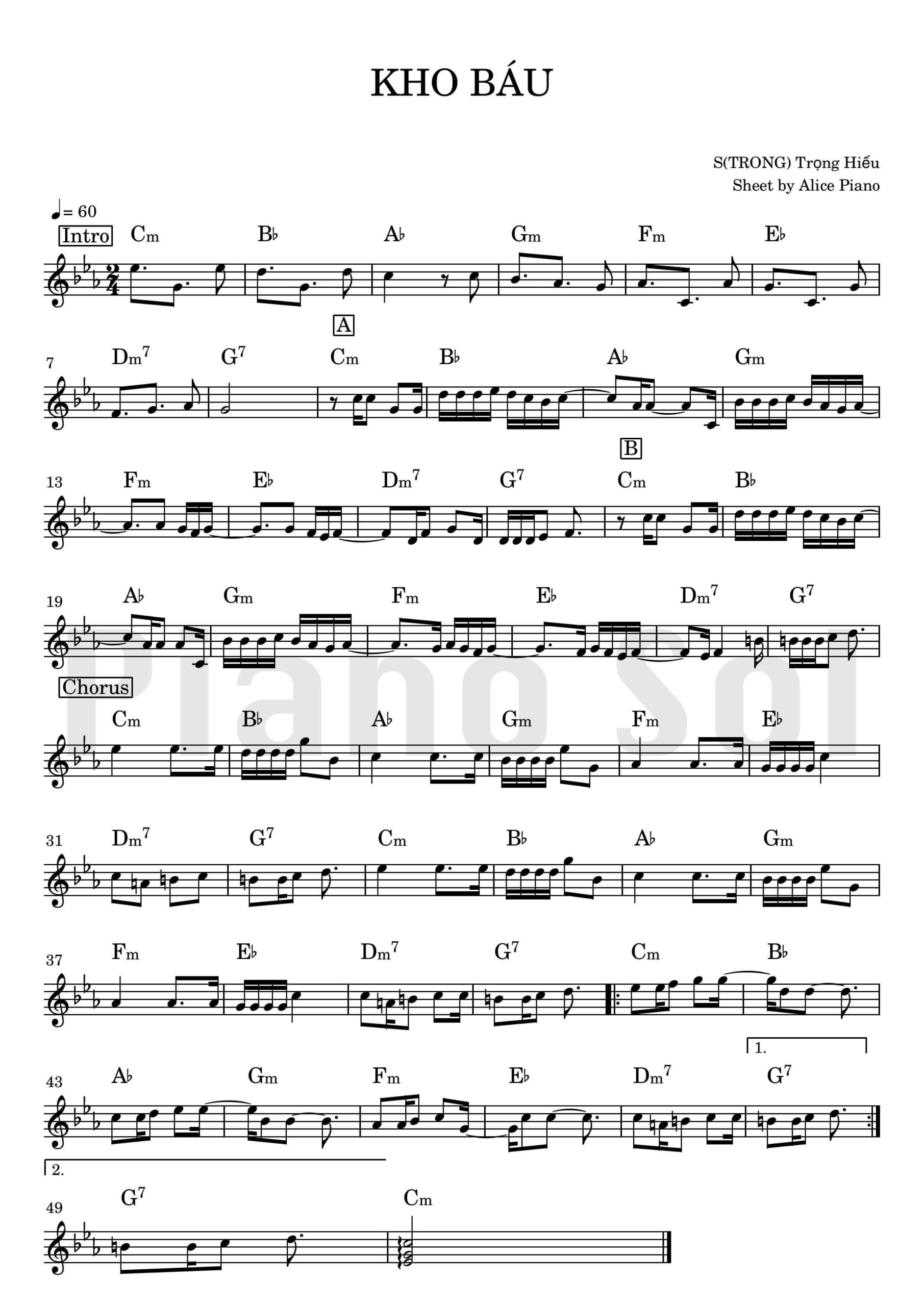 Sheet piano Kho Báu