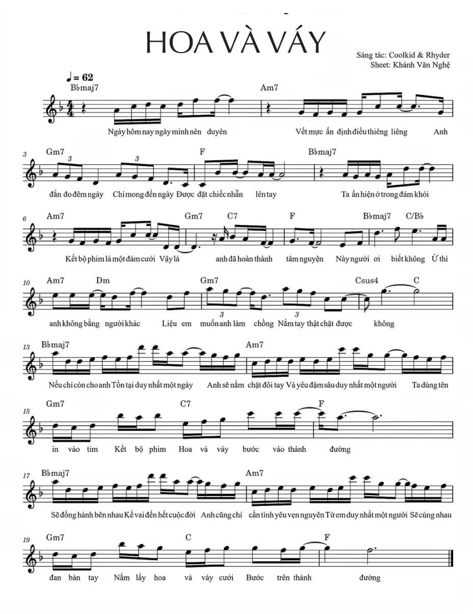 Sheet nhạc Hoa và Váy